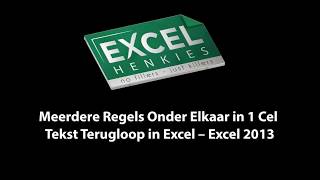 51 Meerdere Regels Onder Elkaar in 1 Cel Tekst Terugloop in Excel – Excel 2013 [upl. by Ardussi]