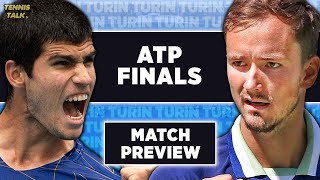 Alcaraz vs Medvedev  ATP Finals 2023  Tennis Prediction [upl. by Rdnaskela982]