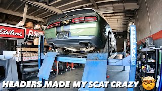 JBA Longtube Headers Install on Dodge Challenger Scatpack Straight PipeCRAZY LOUD [upl. by Adamo667]