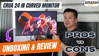 CRUA 24 inch 144hz180hz Curved Gaming Monitor Review amp Unboxing in under 2 minutes  Amazoncom [upl. by Airret]