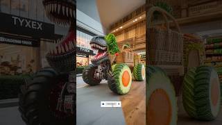 Evolution of T Rex Monster Truck into Table of Vegetables monstertruck trex vegetables [upl. by Ttebroc]