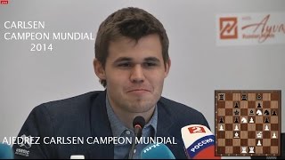 AJEDREZ  Campeonato mundial Ajedrez 2014 ULTIMA PARTIDA Carlsen Campeón Mundial ajedrez 2014 [upl. by Mignon]