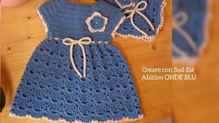 vestito onde blu \ abito alluncinetto neonata [upl. by Cris309]