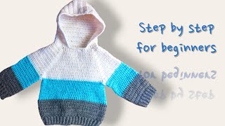 Easy Crochet Hoodie for Beginners StepbyStep Tutorial [upl. by Anitsuga573]