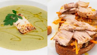 Crema de calabacín con queso salteado  Tosta de bonito en escabeche  Cocina Abierta [upl. by Aizat]