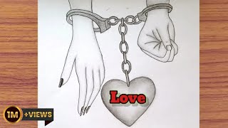 romantic couple holding hands pencil sketch tow lover hands drawing step by step holding hands easy [upl. by Adriaens]