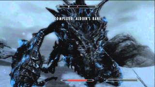 Elder Scrolls V Skyrim  Strategy To Defeat Alduin Alduin vs Paathrurnax Boss Fight [upl. by Nylhsa]