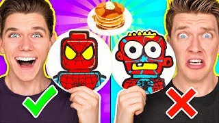 PANCAKE ART CHALLENGE Mystery Wheel 2 amp Learn How To Make Diy Avengers amp Aquaman Art [upl. by Johppa]