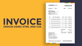 How to Make a Modern Invoice Design Using HTML and CSS  Invoice Design Tutorial  Bridge Code [upl. by Revert]