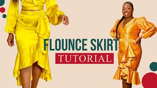 Stylish Pencil Flounce Skirt Tutorial [upl. by Helsie39]