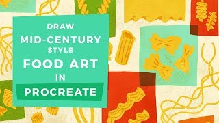 Draw Mid Century Style Food Art  Procreate Tutorial [upl. by Alim538]