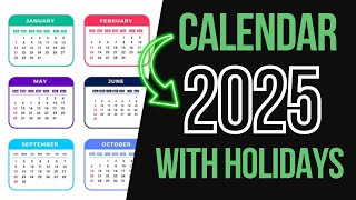 CALENDAR 2025 WITH HOLIDAYS  2025 CALENDAR COMPLETE [upl. by Martinic735]