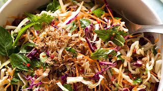 Asian Slaw  Crunchy Asian Cabbage Salad with Sesame Dressing [upl. by Nylla]