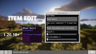 Addon  Edit Item  Edit namedurability and add lore for you item  Minecraft Bedrock 12010 [upl. by Imugem928]