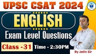 UPSC CSAT 2024  English  Exam Level Questions  Class 31  Civilstap [upl. by Ingar920]