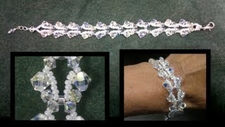 Beading4perfectionists  Butterfly bracelet with Swarovski bicones and seedbeads beading tutorial [upl. by Genia]