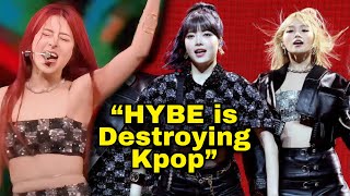 “HYBE destroying Kpop” trends after LE SSERAFIM’s Coachella live singing Controversy kpop [upl. by Brandt317]