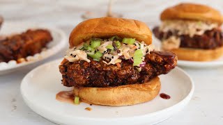 Saucy Korean Fried Chicken Sandwich Recipe [upl. by Imefulo450]