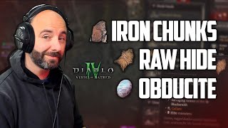 Find the best Farm for Raw Hide Iron Chunks and Obducite  Diablo 4 Vessel of Hatred Season 6 [upl. by Aihsemaj]