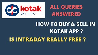 Is Intraday Free in Kotak Securities How to Buy amp Sell Stock in Kotak Trading AppKotak App review [upl. by Knoll]