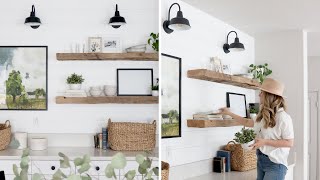 DIY Shiplap Wall with Wall Sconces and Floating Shelves  HGG Home Series [upl. by Beckman]