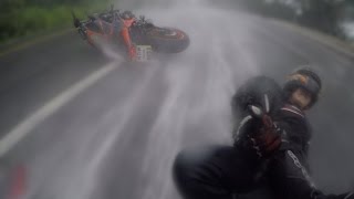 Motorcyclist Saves Girlfriend after Crash in Rain [upl. by Uria81]