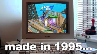 I played Fortnite on a MONITOR from the 1990s old monitor [upl. by Burkhard]