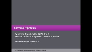 Formulasi Hipotesis S2 Epidemiologi [upl. by Jude71]