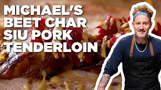 Michael Voltaggios Beet Char Siu Pork Tenderloin  Bobbys Triple Threat  Food Network [upl. by Starobin126]