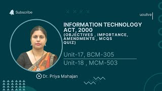 Information Technology Act 2000 Objectives  Importance MCQs Quiz [upl. by Berglund]