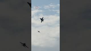 F18 GROWLERS Break over the water aviation topgun f18 military navy maverick aircraft jets [upl. by Anerda416]