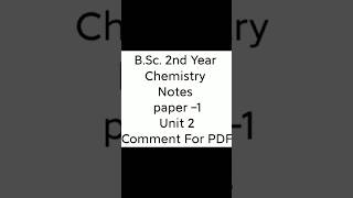 BSc 2nd Year Chemistry Notes Paper 1st In Hindi bsc2ndyearchemistry viralvideo [upl. by Lapotin]