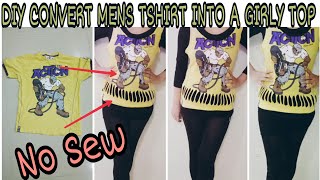 No SewDIY How To Convert Mens Tshirt Into Girly Top [upl. by Dewey]