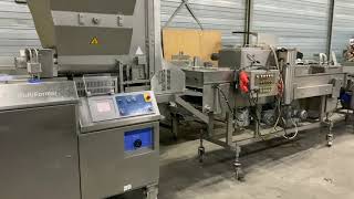 CFS Multiformer MLF400 with full predusting batter and breading line Available with fryer [upl. by Aserat250]