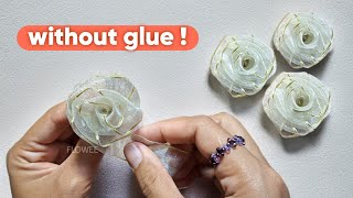 Whole Ribbon Rose  Ribbon Flowers  How to make an easy ribbon rose [upl. by Nakashima391]