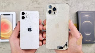 iPhone 12 Mini vs 12 Pro Max DROP Test Size Matters [upl. by Akirea565]