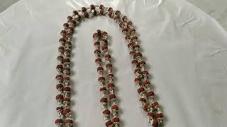 5mm Rudraksha Beads Silver Mala Necklace  108 Beads Rudraksha Mala [upl. by Jasik]