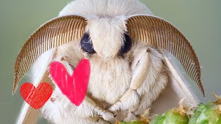 INSANELY Adorable Fluffy Silkworm Moth Bombyx mori in 4K [upl. by Aseretairam]