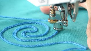 Tutorial stitching cord to the fabric with the BERNINA Couching inserts [upl. by Annaitsirhc]