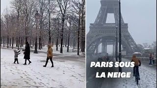 Les images des chutes de neige à Paris et dans le Nord de la France [upl. by Kit]