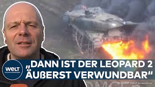 PUTINS KRIEG Neuester Leo 2 A6 brennt Russische Kriegsblogger posten Video von zerstörtem Leopard2 [upl. by Rori]