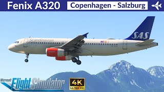 MSFS Fenix A320 SAS  Copenhagen to Salzburg  VATSIM Full flight  4K Ultra HD [upl. by Notnarb]