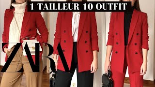 1 TAILLEUR ZARA 10 OUTFIT  ZARA TRY ON HAUL  IDEE OUTFIT [upl. by Justicz534]