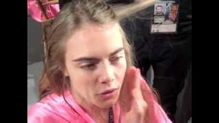 We chat to Cara Delevingne backstage at Victorias Secret 2012 [upl. by Annadiane]