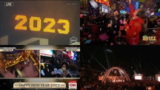 20222023 New Years Countdown on 4 Networks ABCCBSCNNNBC [upl. by Gokey276]