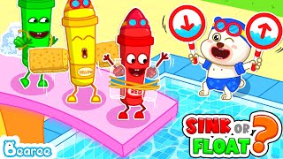 Sink or Float Challenge for Colorful Crayons  Crayons Kids Cartoon  Kids Education  Bearee Bear [upl. by Ettolrahs851]