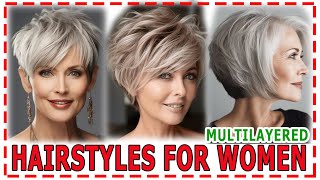 40 Best💕 Hairstyles 2024 for Women Over 50 to Look YoungerMULTILAYERED CUTS WITH VOLUME [upl. by Phene]