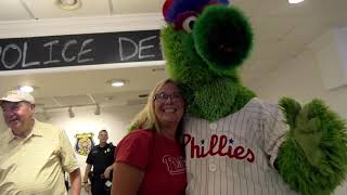 Phillie Phanatic Visits the Community Policing Center in Downtown Newark [upl. by Dinesh]