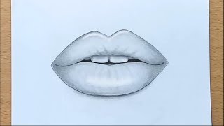 How to draw Lips by pencil step by step [upl. by Maroney]