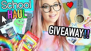 HUGE Back to School Supplies Haul  Giveaway 2017 Memes Rainbow [upl. by Beisel]